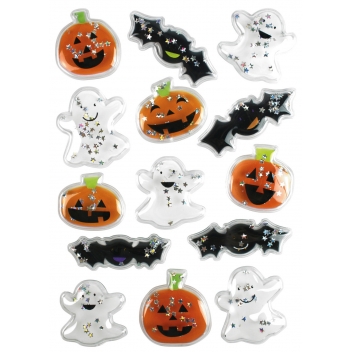 2947 - 3700443529478 - MegaCrea DIY - Sticker 3D Halloween pailleté 2,6 à 4,8cm 14 pièces