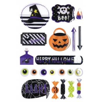 2949 - 3700443529492 - MegaCrea DIY - Sticker époxy Halloween 1,3 à 9 cm 21 pièces