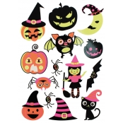 Stickers fluorescents halloween 4 à 7 cm 14 pièces