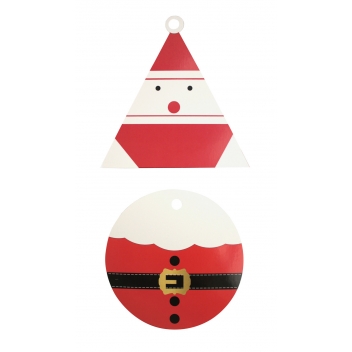 4836 - 3700443548363 - MegaCrea DIY - Etiquette Tags en carton Père Noël 8,5 cm 10 pièces