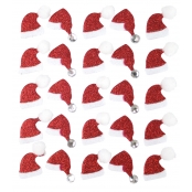 Stickers pailletés bonnet de Père Noël 2 x 1,5 cm 25 pièces