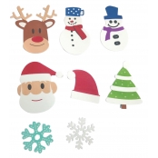 Sticker mousse personnages de Noël 5,3 à 10 cm 50 pièces