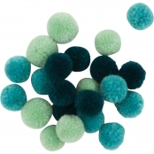 Pompon rond en laine Camaieu Bleu 20 pièces