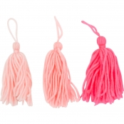 Pompon houppe en laine Camaieu rose 8cm 3 pièces