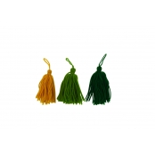 Pompon houppe en laine Camaieu vert 8cm 3 pièces