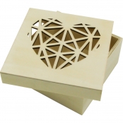 Boite en bois avec découpe coeur origami 11 cm