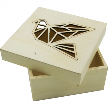 7021 - 3700443570210 - MegaCrea DIY - Boite en bois avec découpe oiseau origami 11 cm