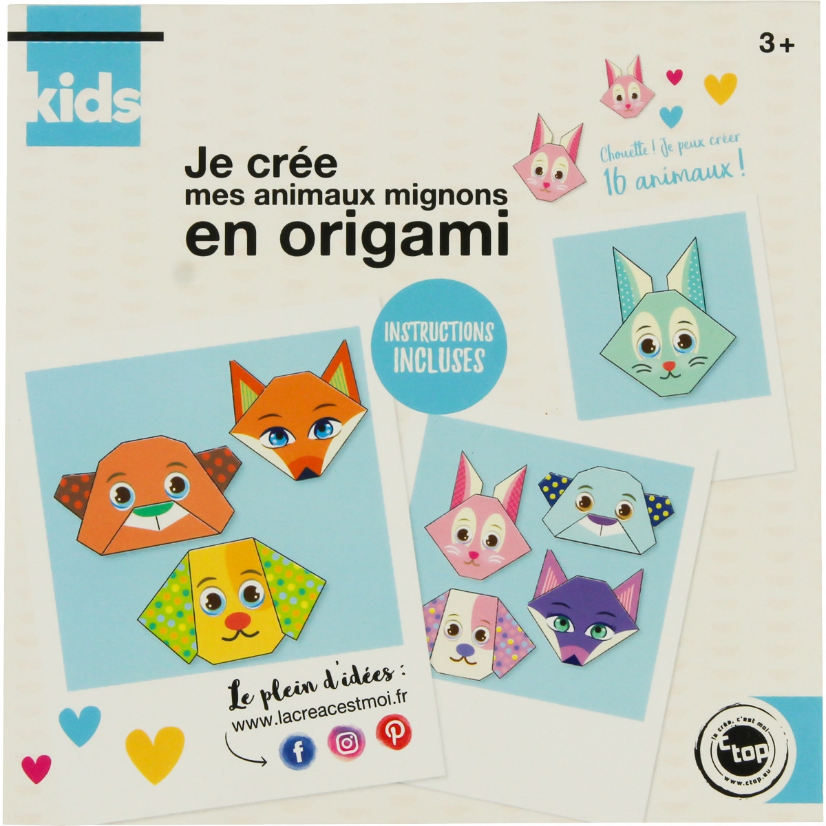 Carnet origami pour enfant Animaux mignons 15 cm 16 feuilles ref 3469