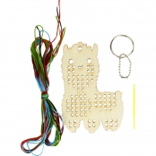 Kit porte-clés en bois point de croix pour enfant Lama