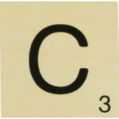 Grande lettre en bois façon scrabble 10 cm Lettre C