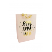 Sac cadeau Doré avec message Best Day Ever 33,5cm