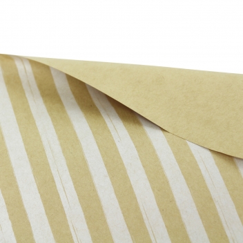 1494 - 3700443514948 - MegaCrea DIY - Papier cadeau à rayures Kraft et blanc 2 x 0,70m - 2