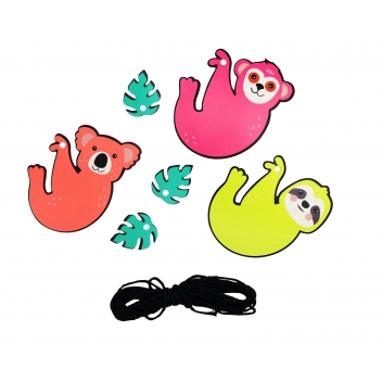 1479 - 3700443514795 - MegaCrea DIY - Etiquette fluo Jungle avec cordelette 6 pièces