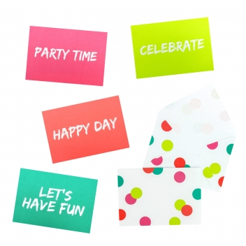 1499 - 3700443514993 - MegaCrea DIY - Carte d'invitation fluo avec enveloppe confettis 15cm 4 pièces - 7