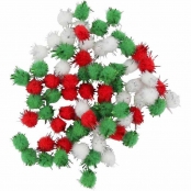 Pompon pailleté glitter Rouge vert blanc 0,8 cm 200 pièces