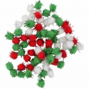 Mini pompon pailleté glitter Rouge vert blanc 0,8 cm 200 pièces