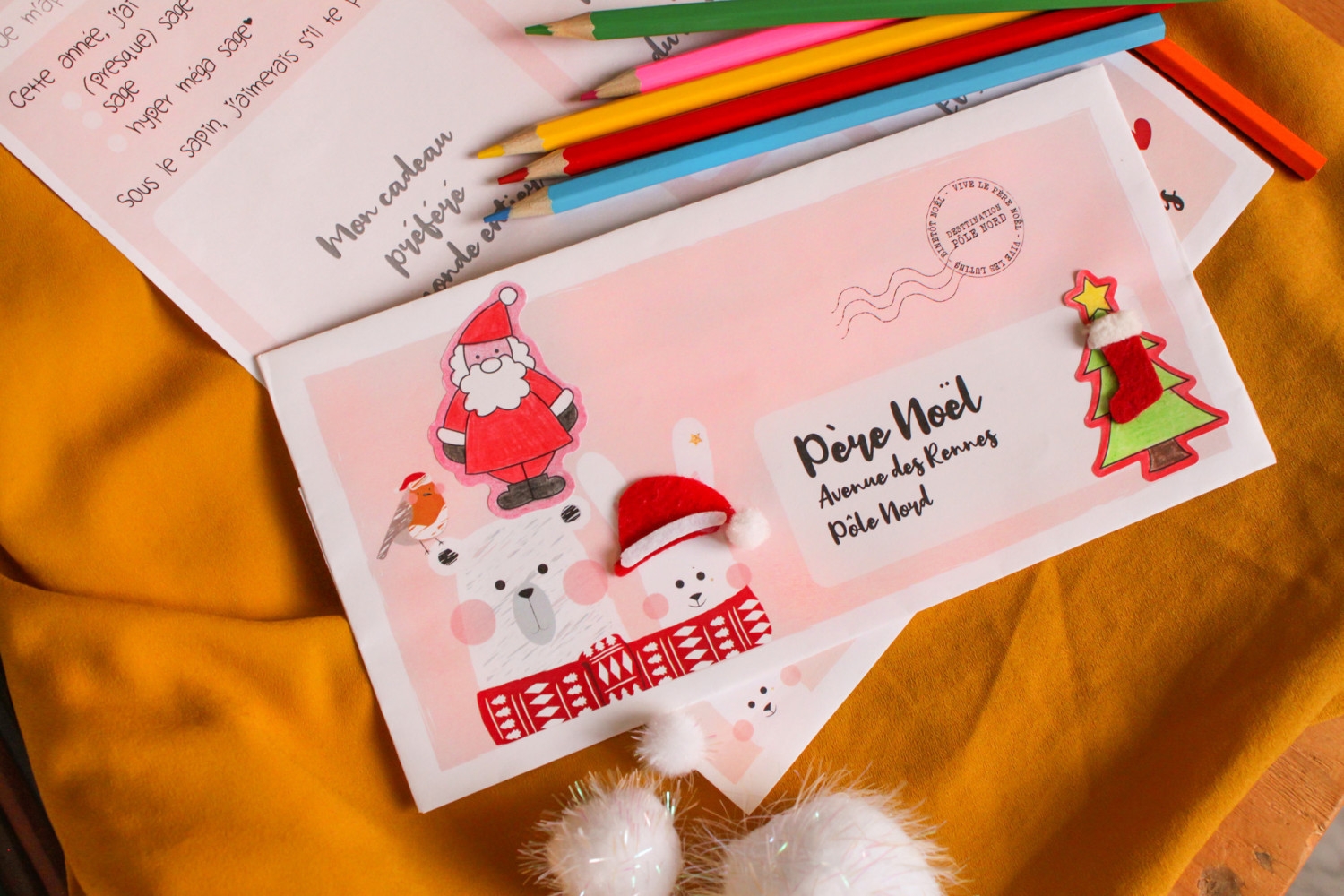 Enveloppe Merci carte Arbre Personnalisé Père Noël Fête Invitations