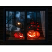 Déco Fenêtre pour Halloween Gel vitrostatique Aidez-moi 12 pièces