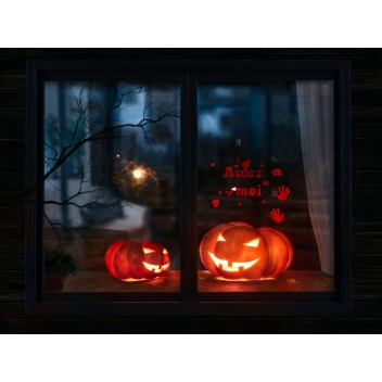 2299 - 3700443522998 - MegaCrea DIY - Déco Fenêtre pour Halloween Gel vitrostatique Aidez-moi 12 pièces