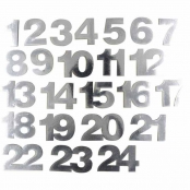 Sticker chiffre de l\'Avent Argenté 5 cm 24 pièces