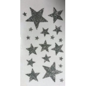 Stickers étoiles Argenté pailleté 1 à 5 cm 20 pièces