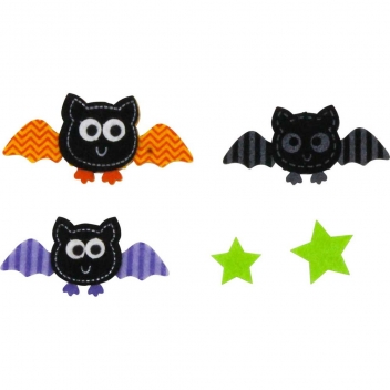 2292 - 3700443522929 - MegaCrea DIY - Sticker en feutrine Chauve-souris et étoiles Halloween 12 pièces