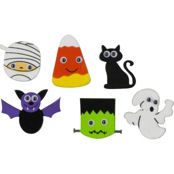2295 - 3700443522950 - MegaCrea DIY - Sticker en mousse Monstre Halloween 4,2 cm 12 pièces