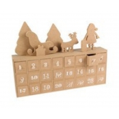 Calendrier de l'avent décoré en MDF avec 24 tiroirs 32,5 cm