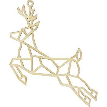 7987 - 3700443579879 - MegaCrea DIY - Suspension de Noël en bois Cerf esprit origami 14cm