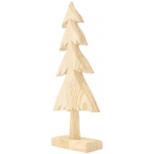 Sapin en bois brut 3D sur socle Petit modèle 21 cm