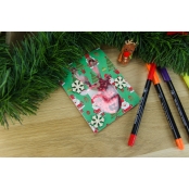 Carte double shaker Renne Carte à paillette 14cm