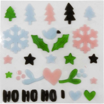 2083 - 3700443520833 - MegaCrea DIY - Déco de Noël fenêtre Gel vitrostatique Flocon et sapin 29 pièces - 2