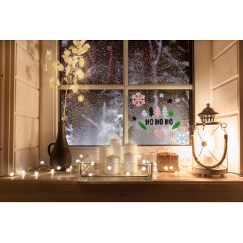 2083 - 3700443520833 - MegaCrea DIY - Déco de Noël fenêtre Gel vitrostatique Flocon et sapin 29 pièces