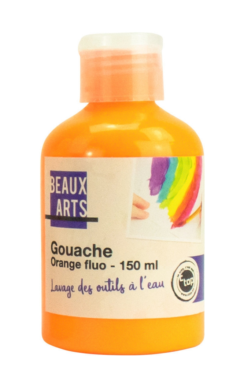 Gouache pour enfant Orange fluo 150 ml - MegaCrea DIY référence 1622