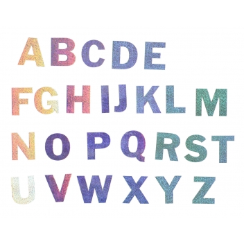 1641 - 3700443516416 - MegaCrea DIY - Sticker holographique Alphabet 4cm 50 pièces