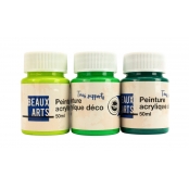 Peinture acrylique 50ml 3 pièces Camaieu de vert