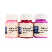 Peinture acrylique 50ml 3 pièces Camaieu de rose