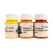 Peinture acrylique 50ml 3 pièces Jaune Orange Rouge