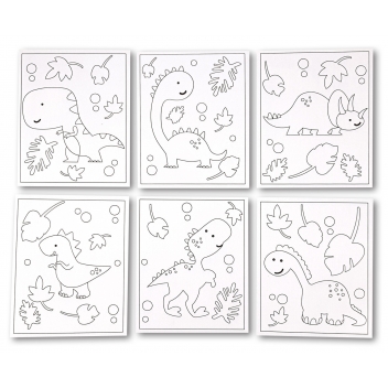 8398 - 3700443583982 - MegaCrea DIY - Carte à sabler ou à pailleter Dinosaure 6 pièces