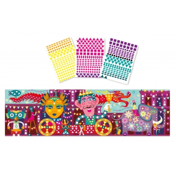 1700 - 3700443517000 - MegaCrea DIY - Kit créatif enfant Frise Carnaval et gommettes