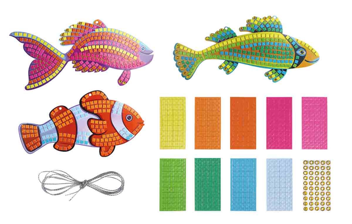 Kit créatif enfant Mosaïque poissons 2D - MegaCrea DIY référence 1703