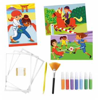 1707 - 3700443517079 - MegaCrea DIY - Kit créatif enfant Sable 3 tableaux Filles
