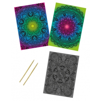 1712 - 3700443517123 - MegaCrea DIY - Kit créatif enfant Cartes à gratter Mandala - 3
