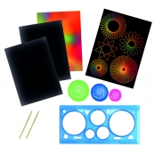 Kit enfant Cartes à gratter Arc en ciel avec spirographe