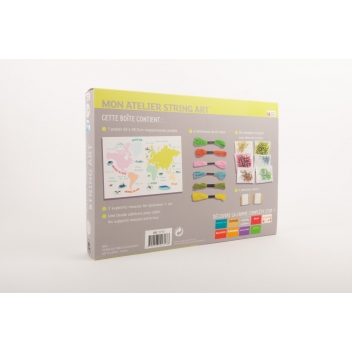 1717 - 3700443517178 - MegaCrea DIY - Kit créatif enfant String art Mappemonde - 2