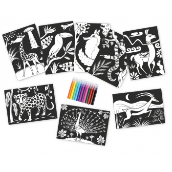 1735 - 3700443517352 - MegaCrea DIY - Kit créatif enfant Velours Animaux avec feutres