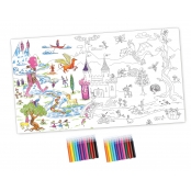 Kit enfant coloriage poster Pays magique avec feutres