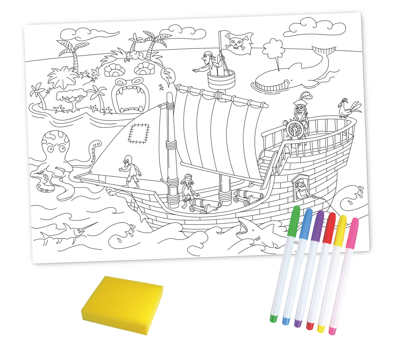 Kit enfant Coloriage set Pirate avec feutres - MegaCrea DIY ref 1738