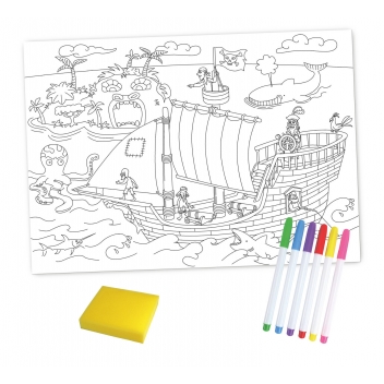 1738 - 3700443517383 - MegaCrea DIY - Kit enfant Coloriage set Pirate avec feutres