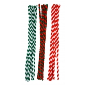 Chenilles bicolores Couleurs de Noël 30 cm 24 pièces